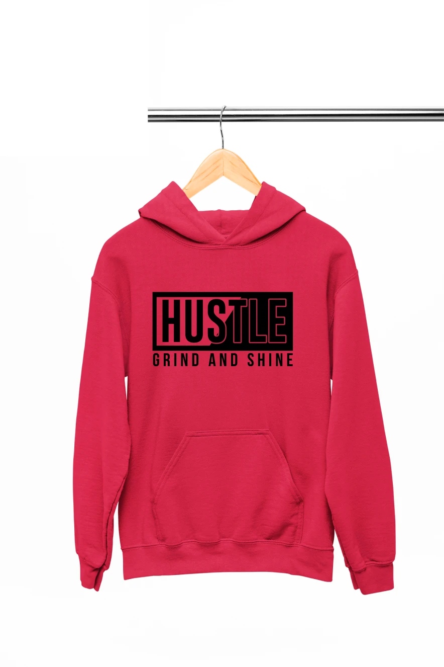 Hustle Grind and Shine Hoodie (Red, S)