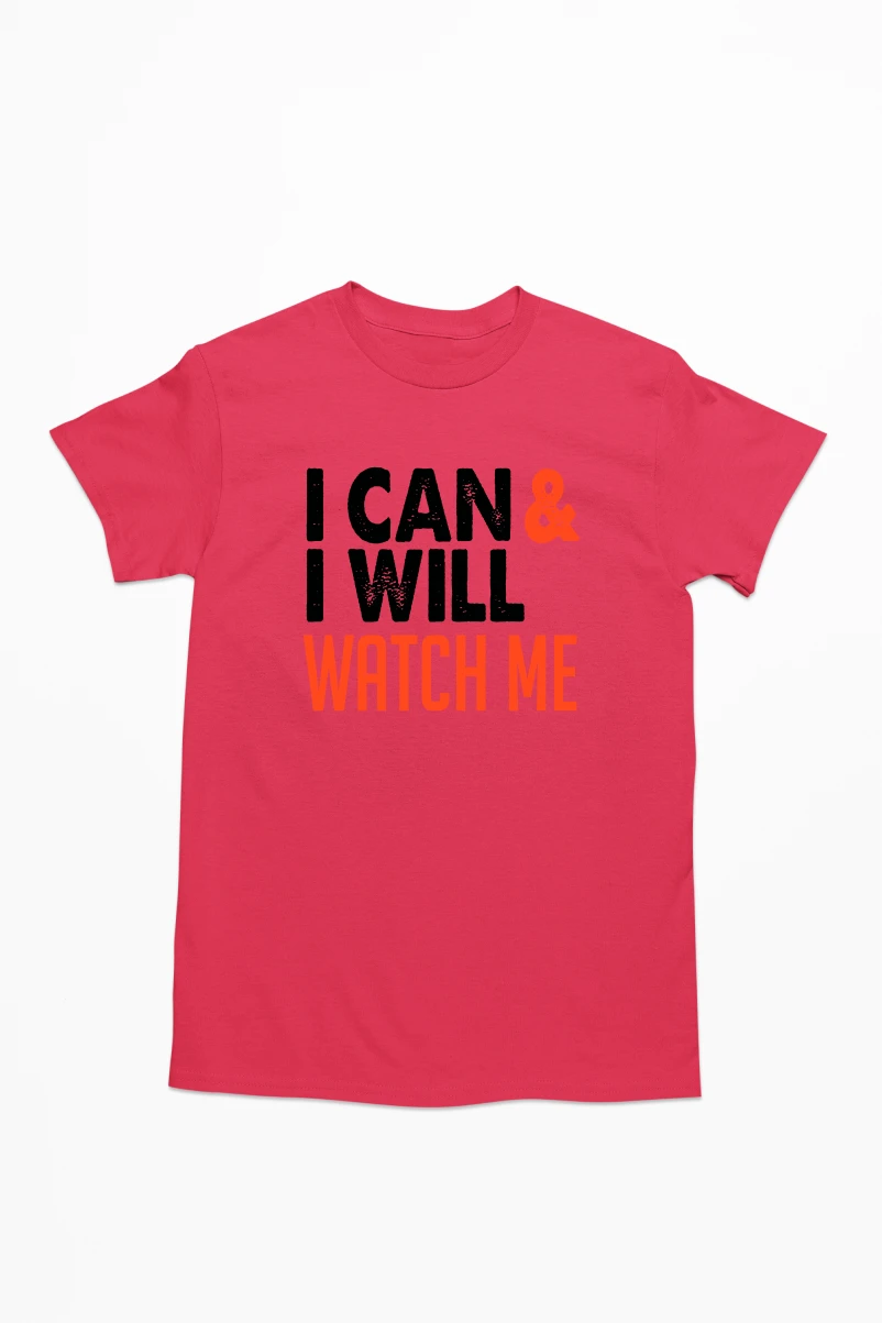 I Can and I Will Watch Me Men's Tshirt (Red, S)