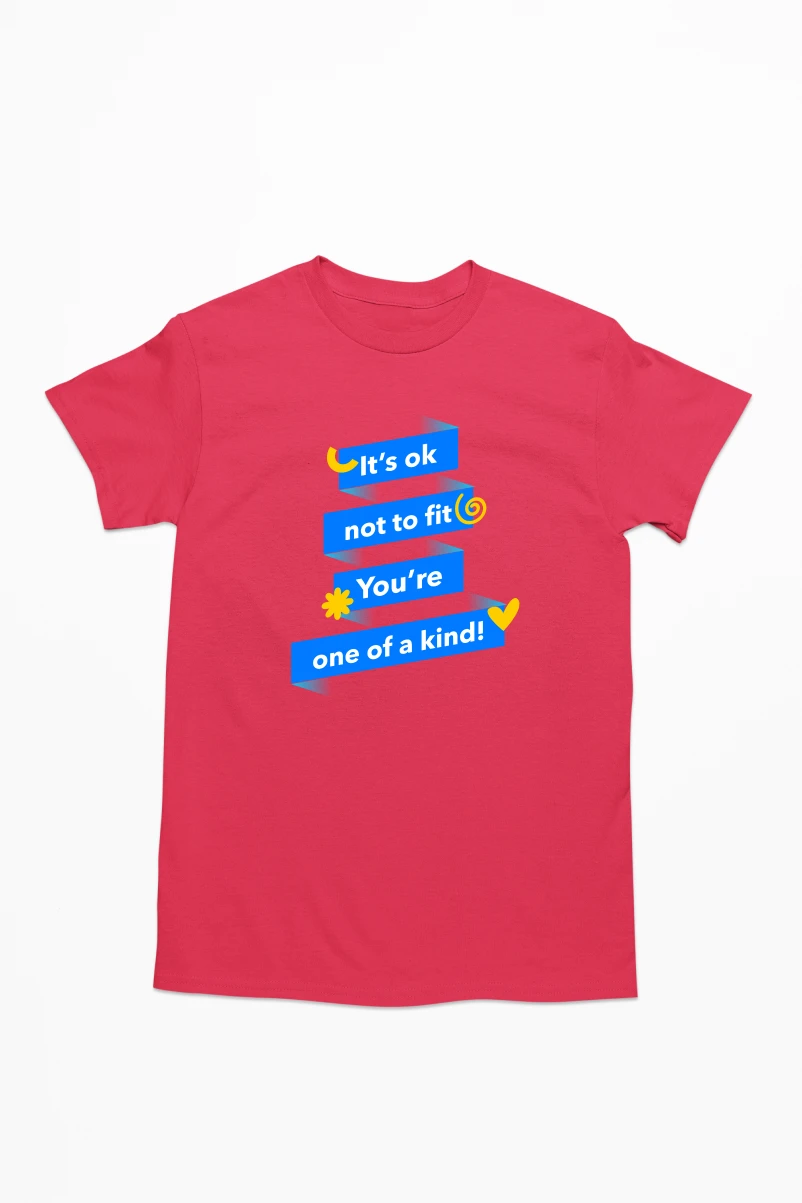 It's Ok Not to Fit You're One of a Kind Men's Tshirt (Red, S)