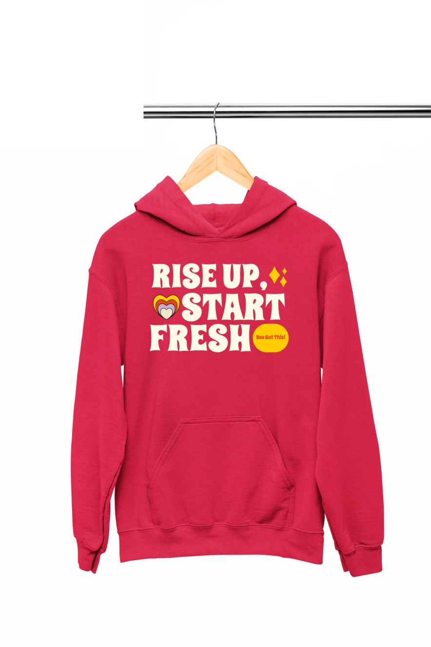 Rise Up Start Fresh Hoodie (Red, S)