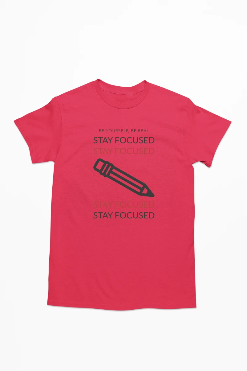 Stay Focused Men's Tshirt (Red, S)