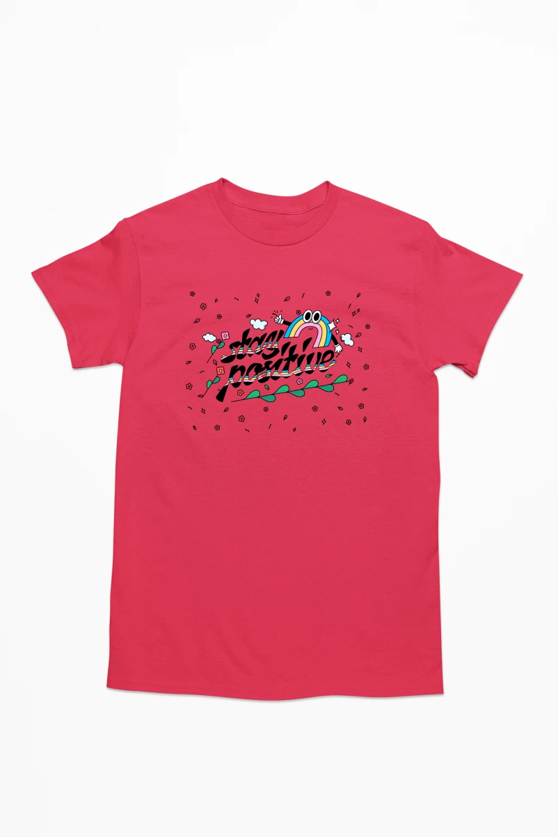 Stay Positive Men's Tshirt (Red, S)