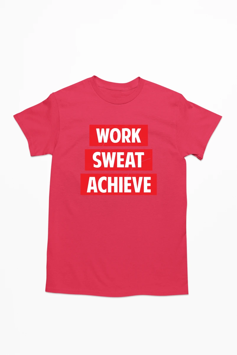 Work Sweat Achieve Men's Tshirt (Red, S)