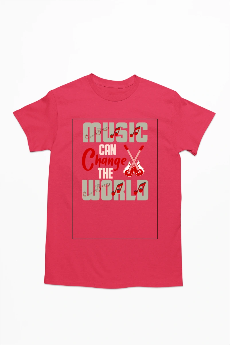 Music can Change the World ver.2 Men's Tshirt (Red, S)