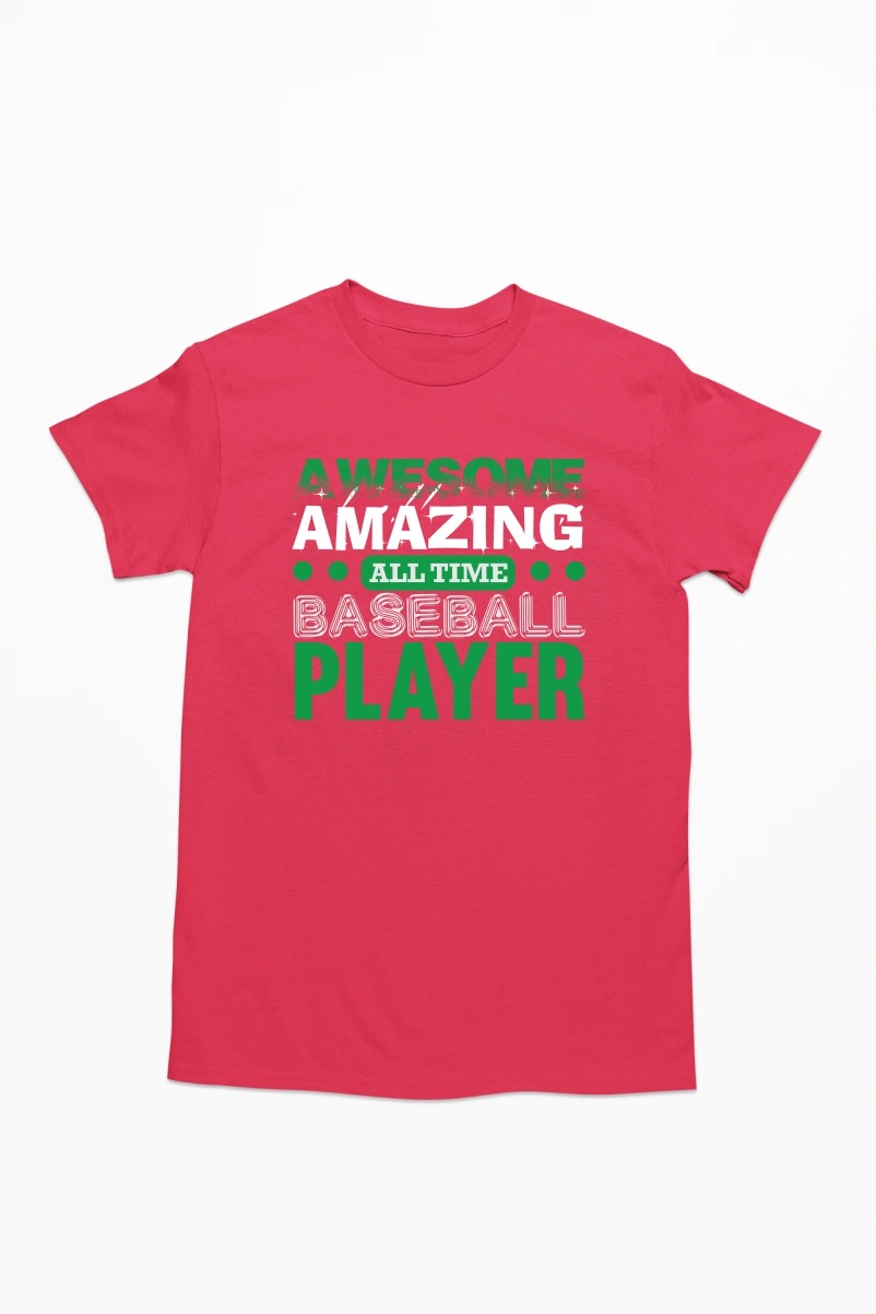 Awesome Amazing All Time Baseball Player Men's Tshirt (Red, S)