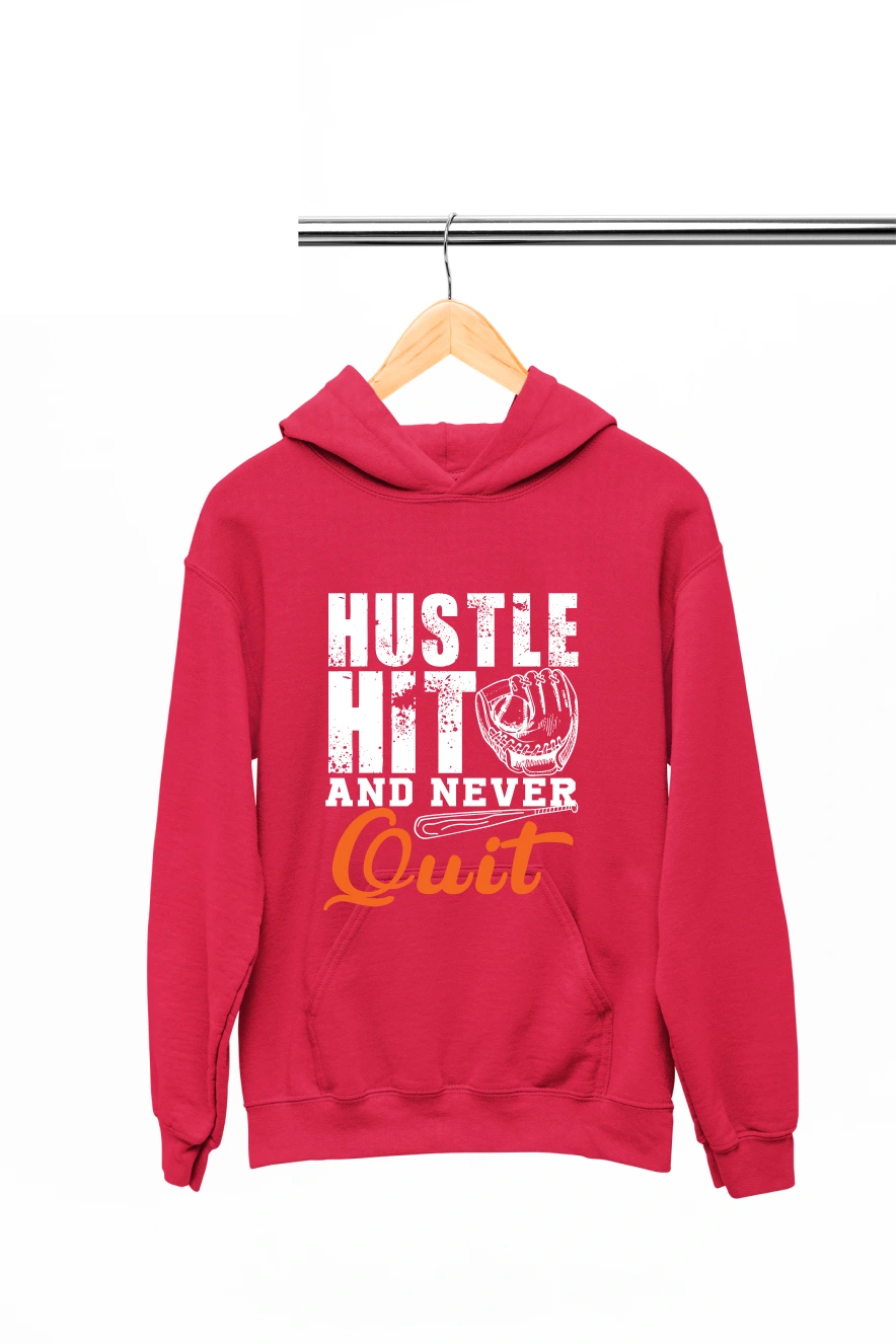 Hustle Hit And Never Quit Hoodie (Red, S)