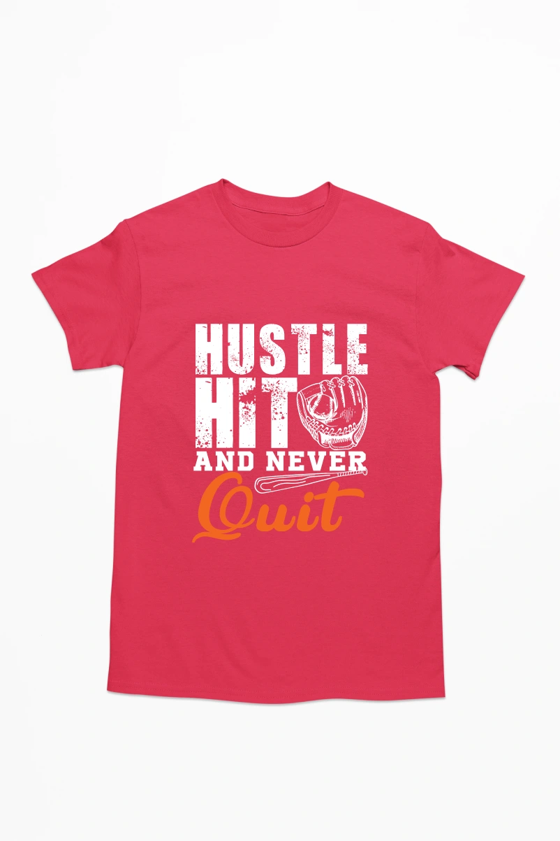 Hustle Hit And Never Quit Men's Tshirt (Red, S)