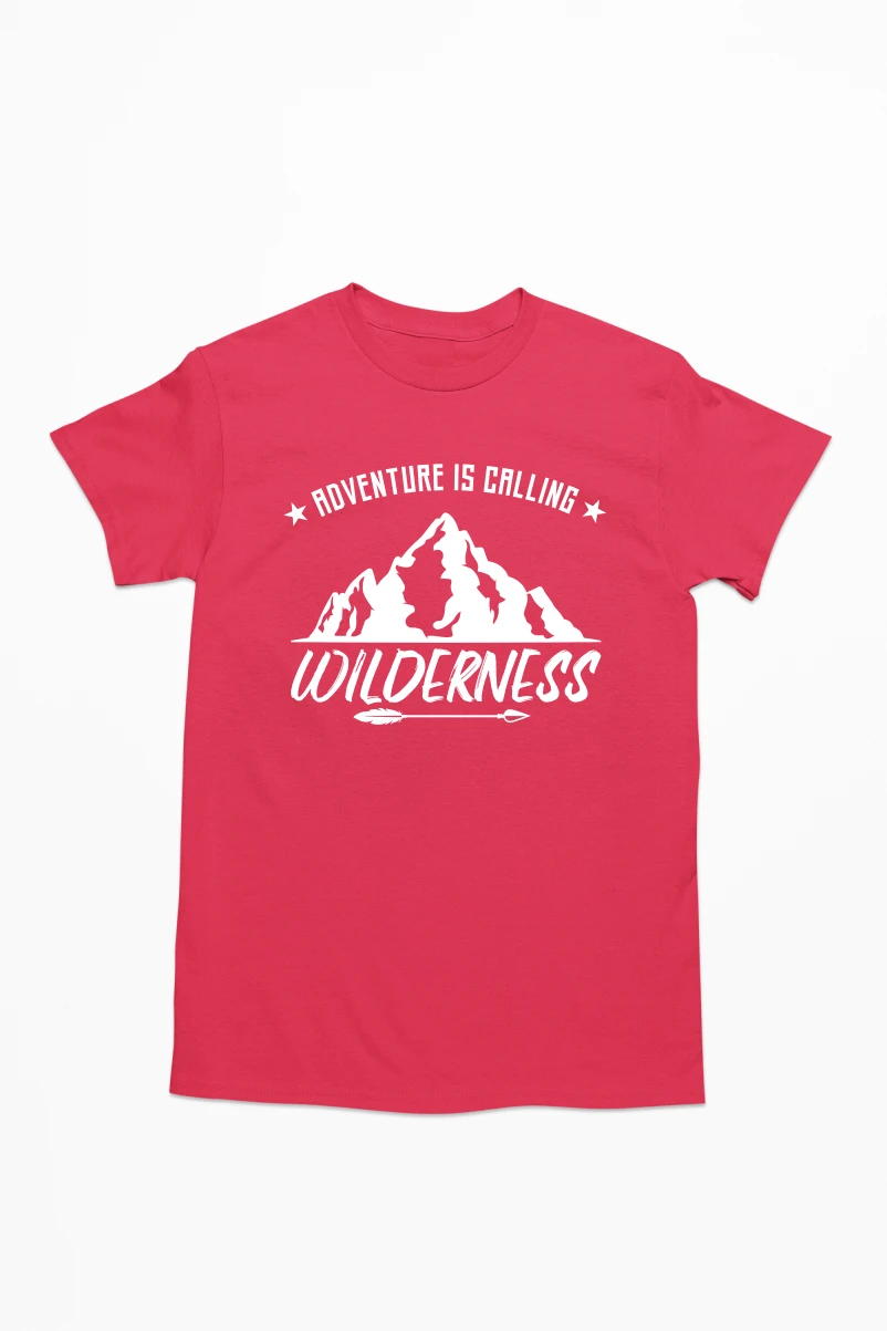 Adventure Is Calling Wilderness Men's Tshirt (Red, S)