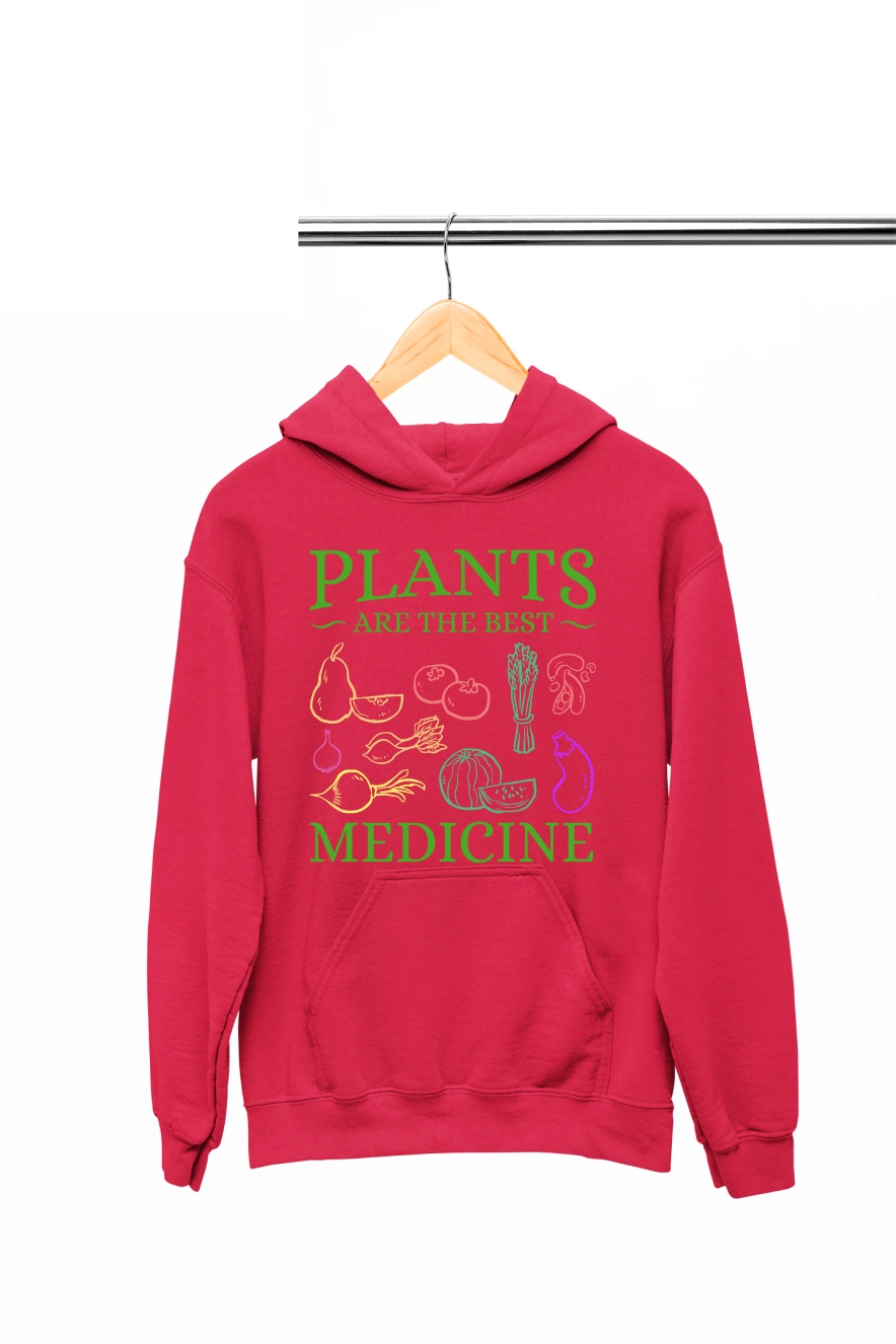 Plants are the Best Medicine Hoodie (Red, S)