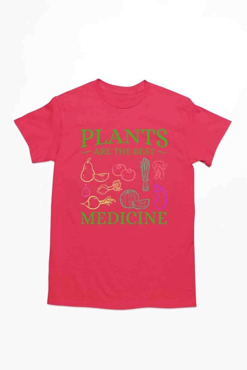 Plants are the Best Medicine Men's Tshirt (Red, S)