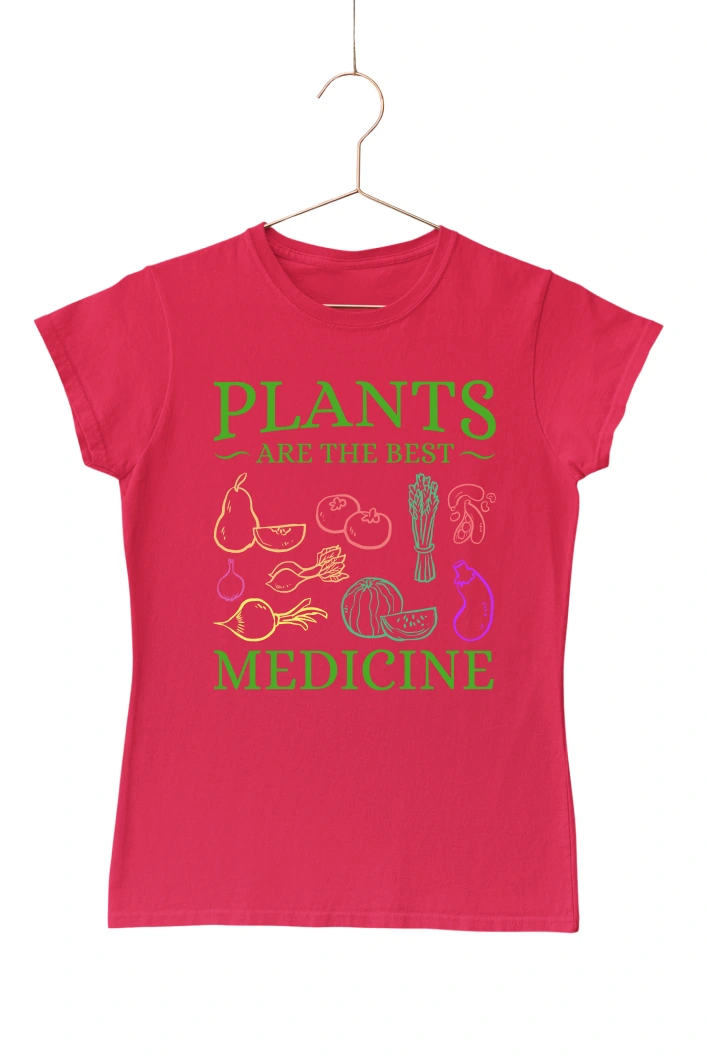 Plants are the Best Medicine Women's Tshirt (Red, S)