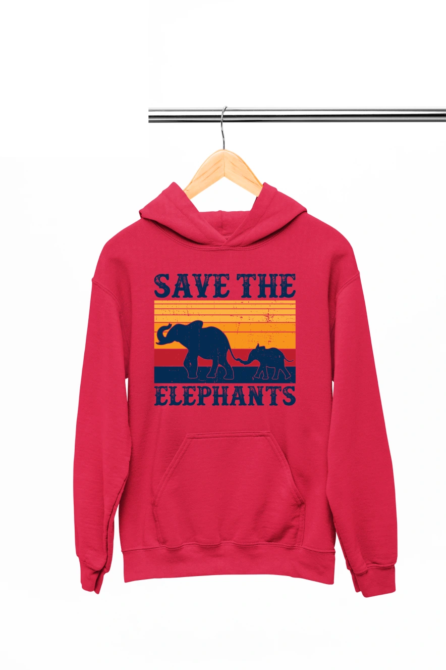 Save the Elephants Hoodie (Red, S)
