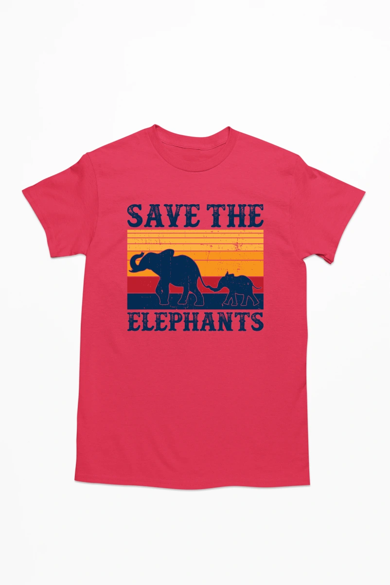 Save the Elephants Men's Tshirt (Red, S)