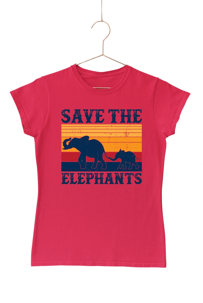 Save the Elephants Women's Tshirt (Red, S)