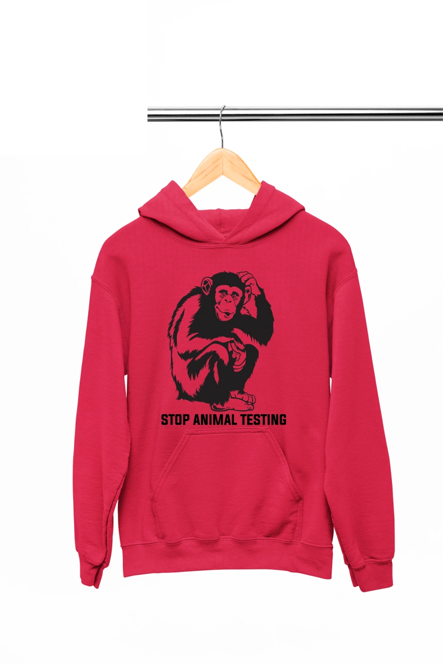 Stop Animal Testing Hoodie (Red, S)