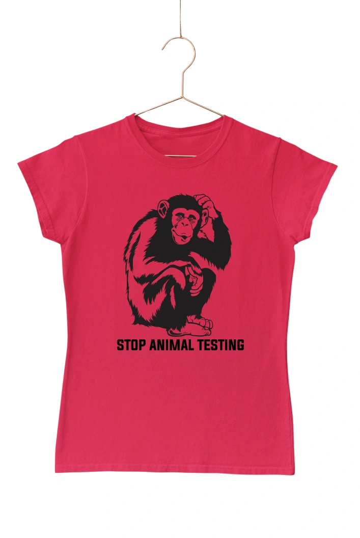 Stop Animal Testing Women's Tshirt (Red, S)