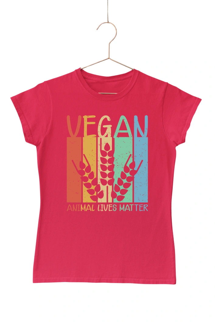 Vegan Animal Lives Matter Women's Tshirt (Red, S)