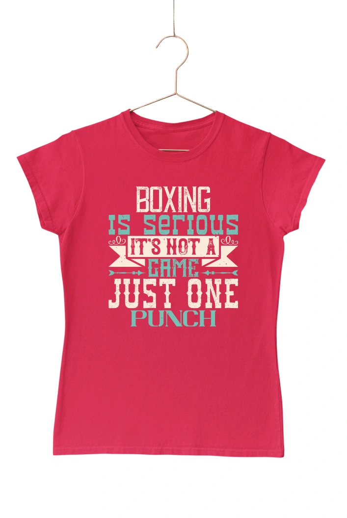Boxing is Serious It's Not A Game Just One Punch Women's Tshirt (Red, S)