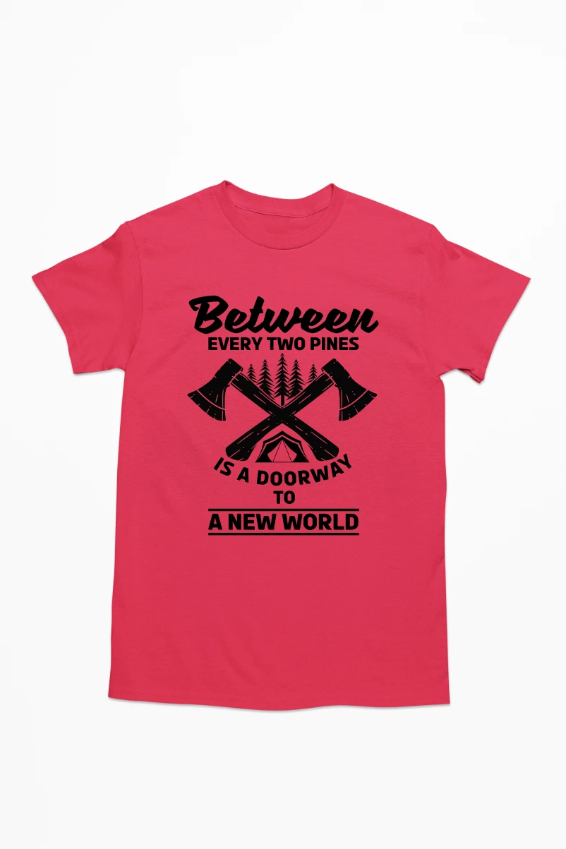 Between Two Pines Is A Doorway Men's Tshirt (Red, S)