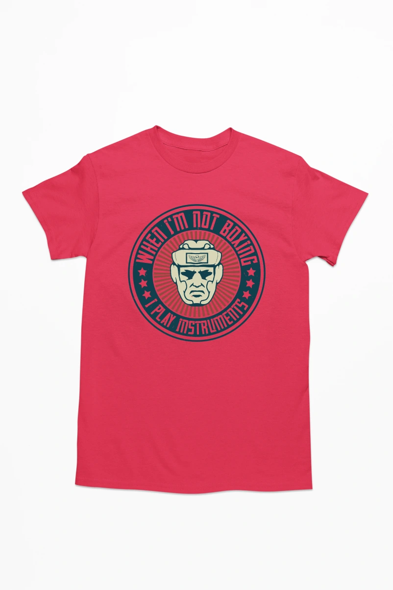 When I'm Not Boxing I Play Instruments Men's Tshirt (Red, S)