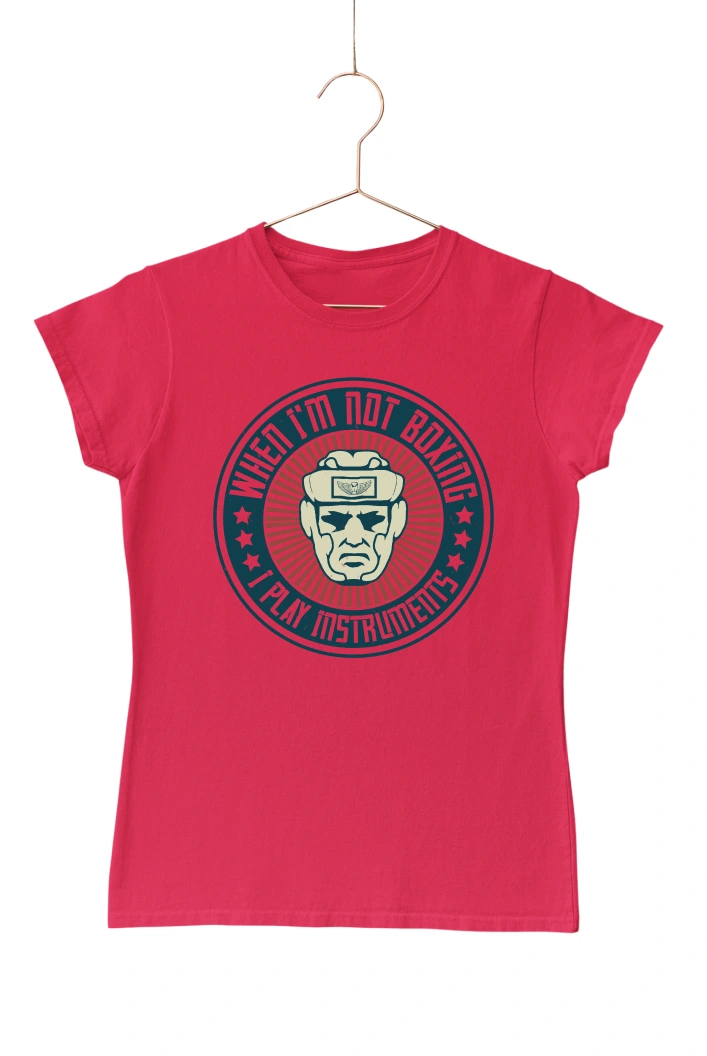 When I'm Not Boxing I Play Instruments Women's Tshirt (Red, S)