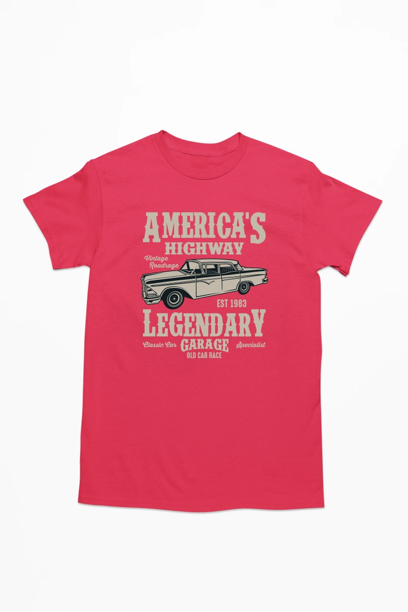 America's Highway Men's Tshirt (Red, S)