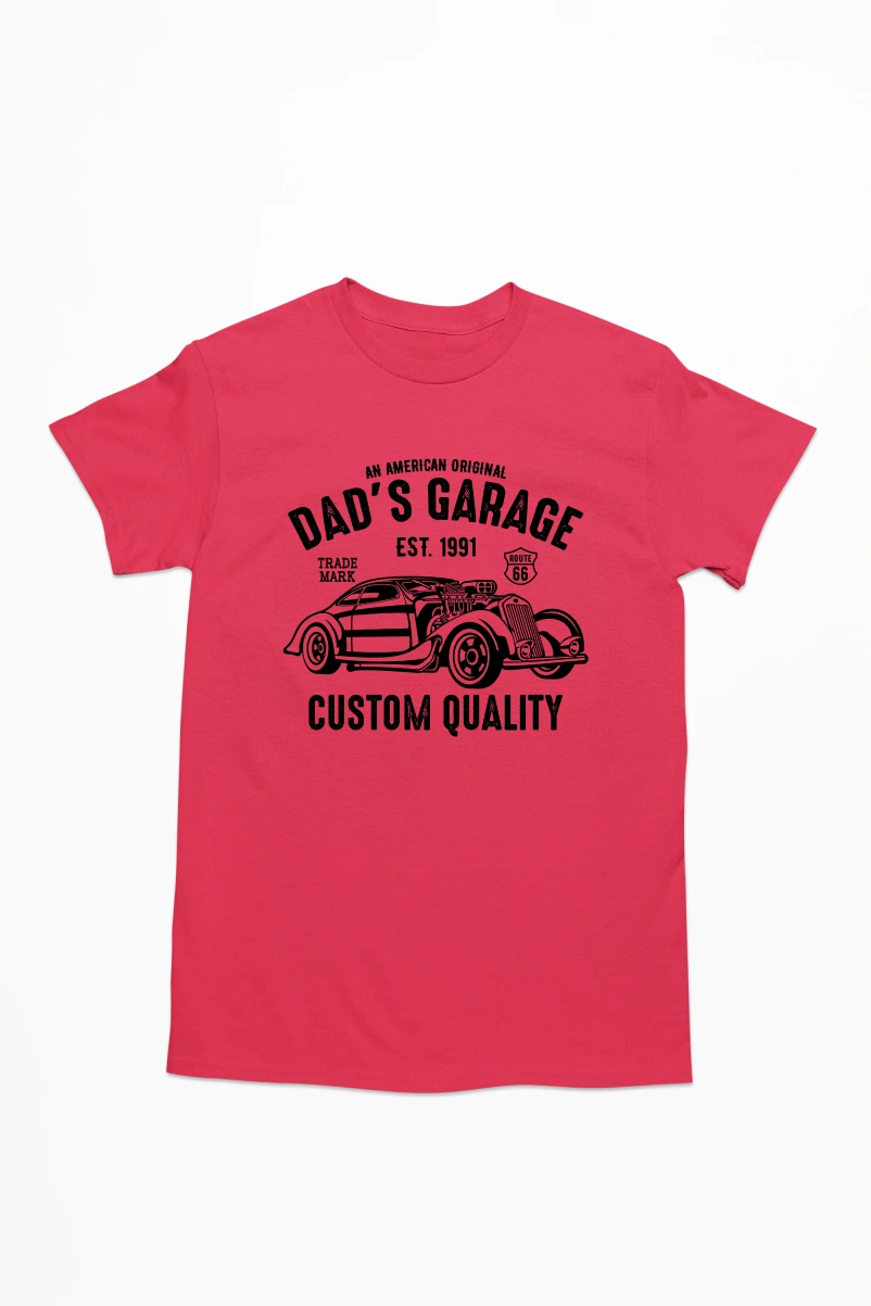 An American Original Dad's Garage Men's Tshirt (Red, S)