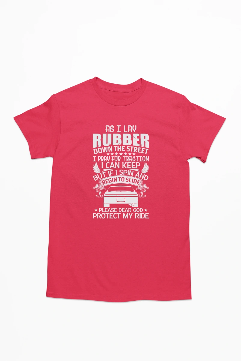 As I Lay Rubber Down the Street Men's Tshirt (Red, S)