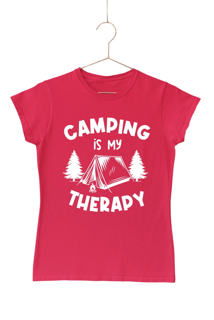 Camping Is My Therapy Women's Tshirt (Red, S)