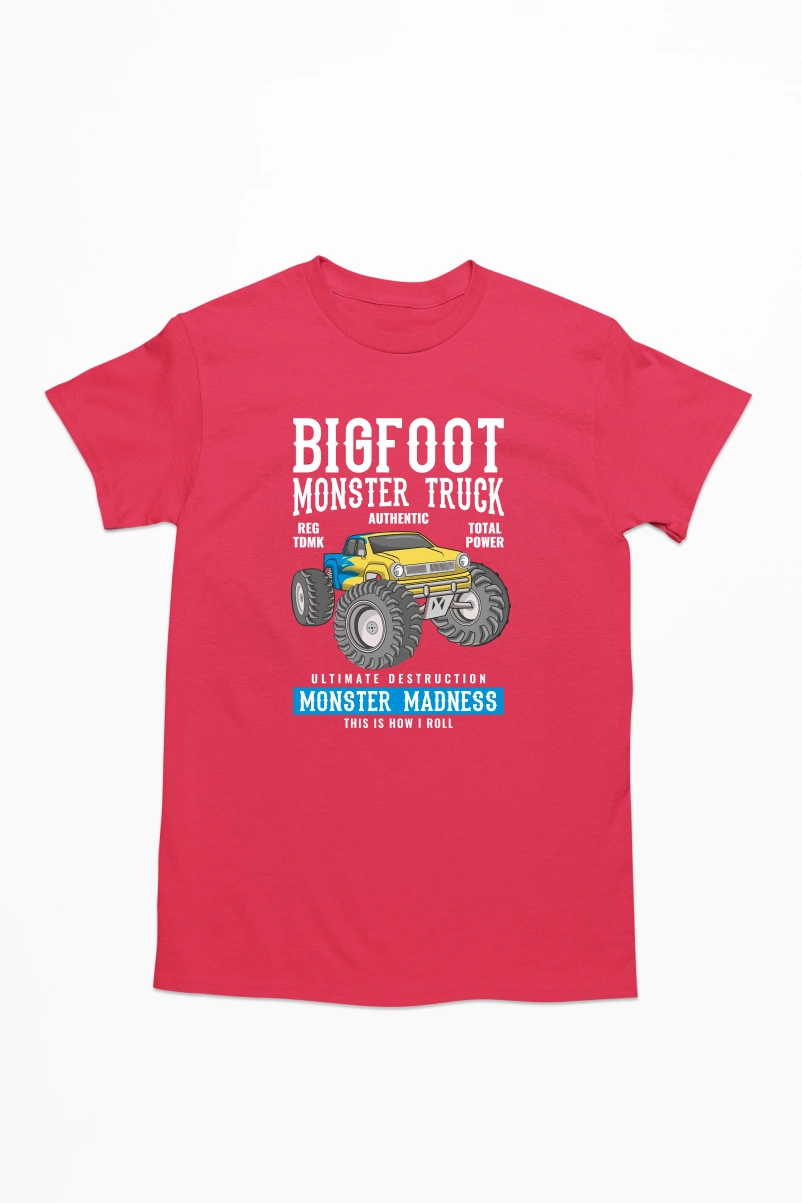 Big Foot Monster Truck Men's Tshirt (Red, S)