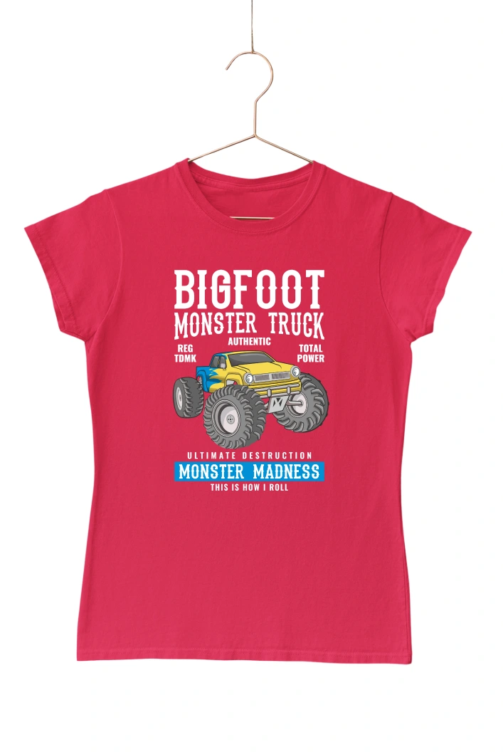 Big Foot Monster Truck Women's Tshirt (Red, S)