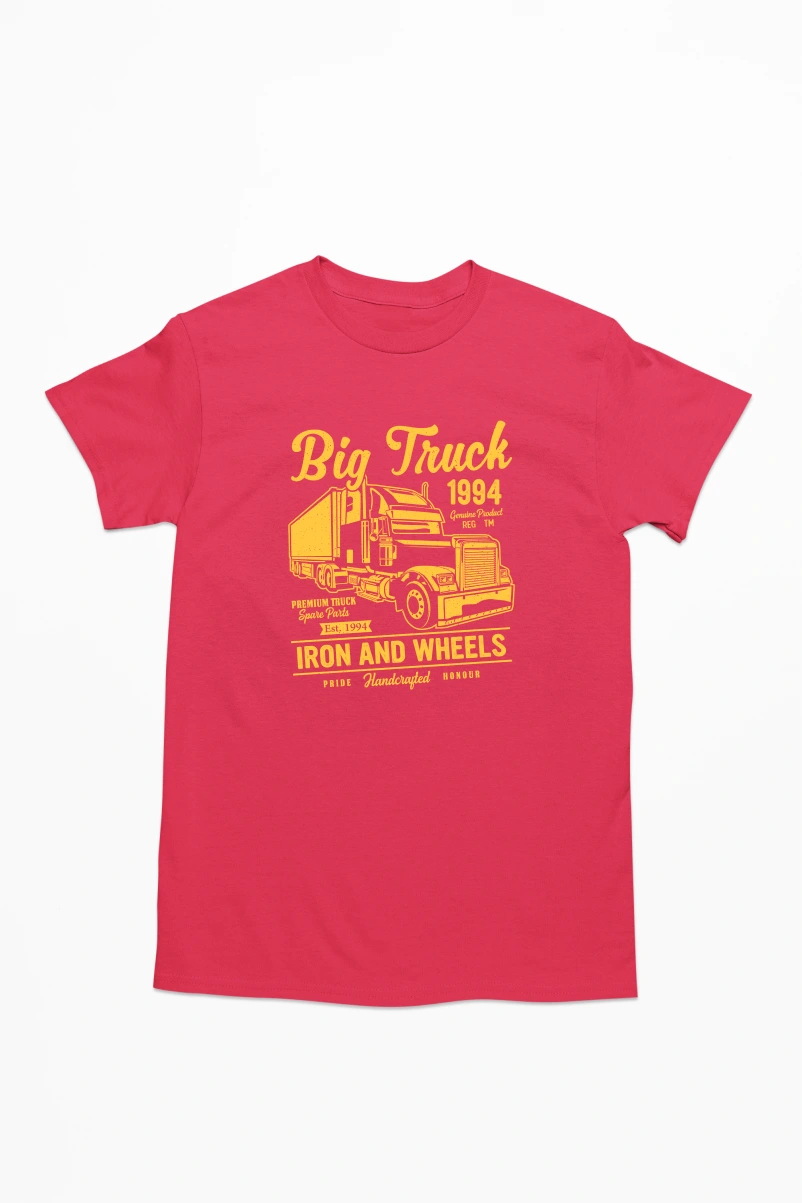 Big Truck 1994 Iron and Wheels Men's Tshirt (Red, S)