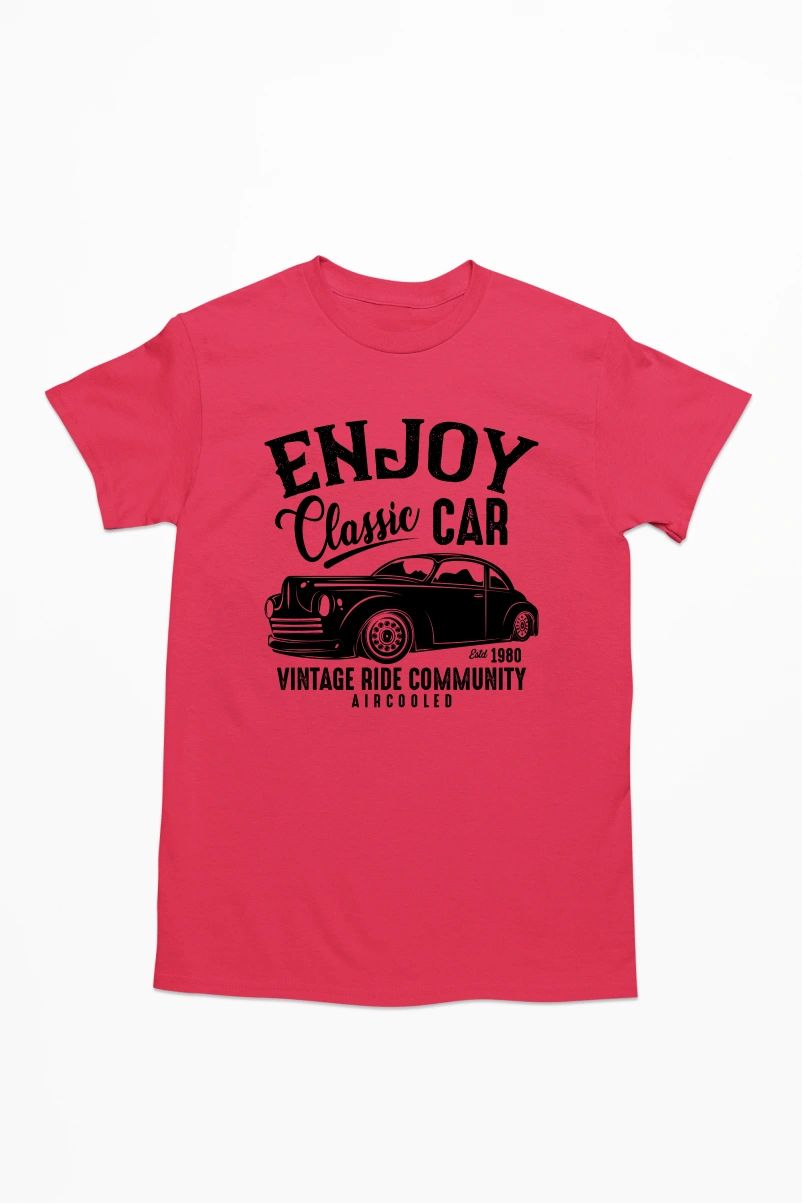 Enjoy Classic Car Men's Tshirt (Red, S)
