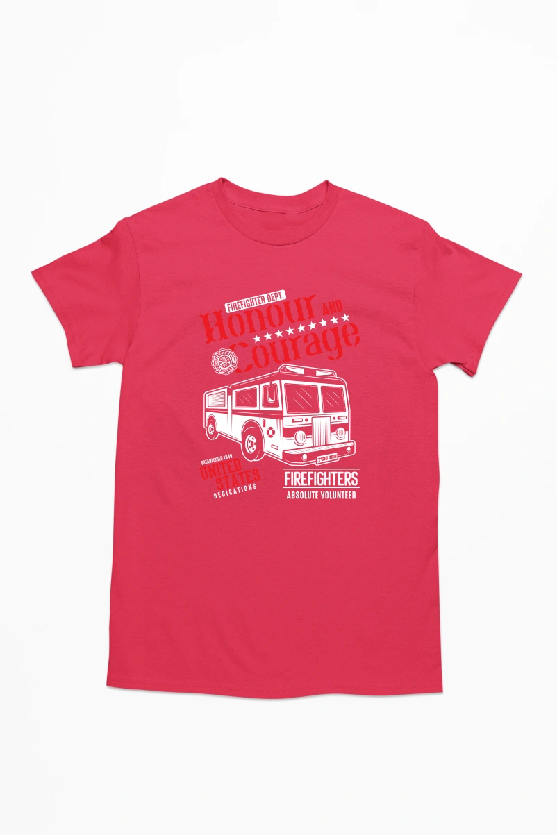 Fire Fighter Departement Men's Tshirt (Red, S)