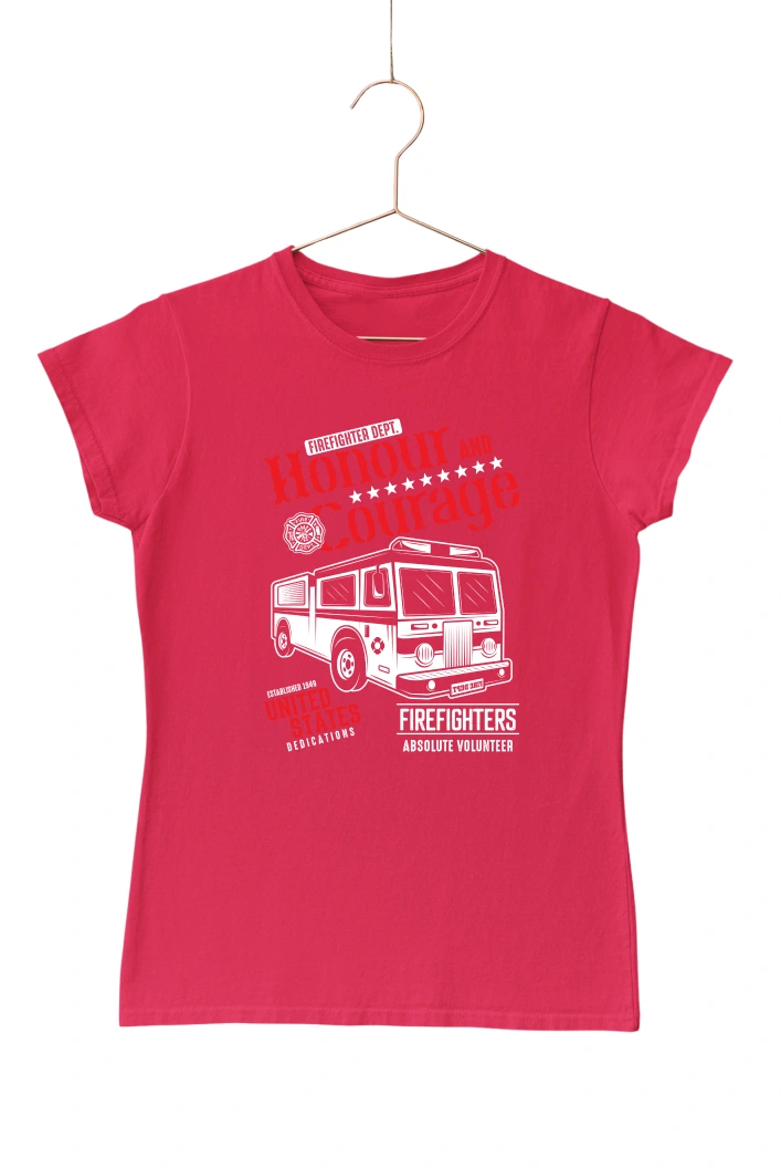 Fire Fighter Departement Women's Tshirt (Red, S)