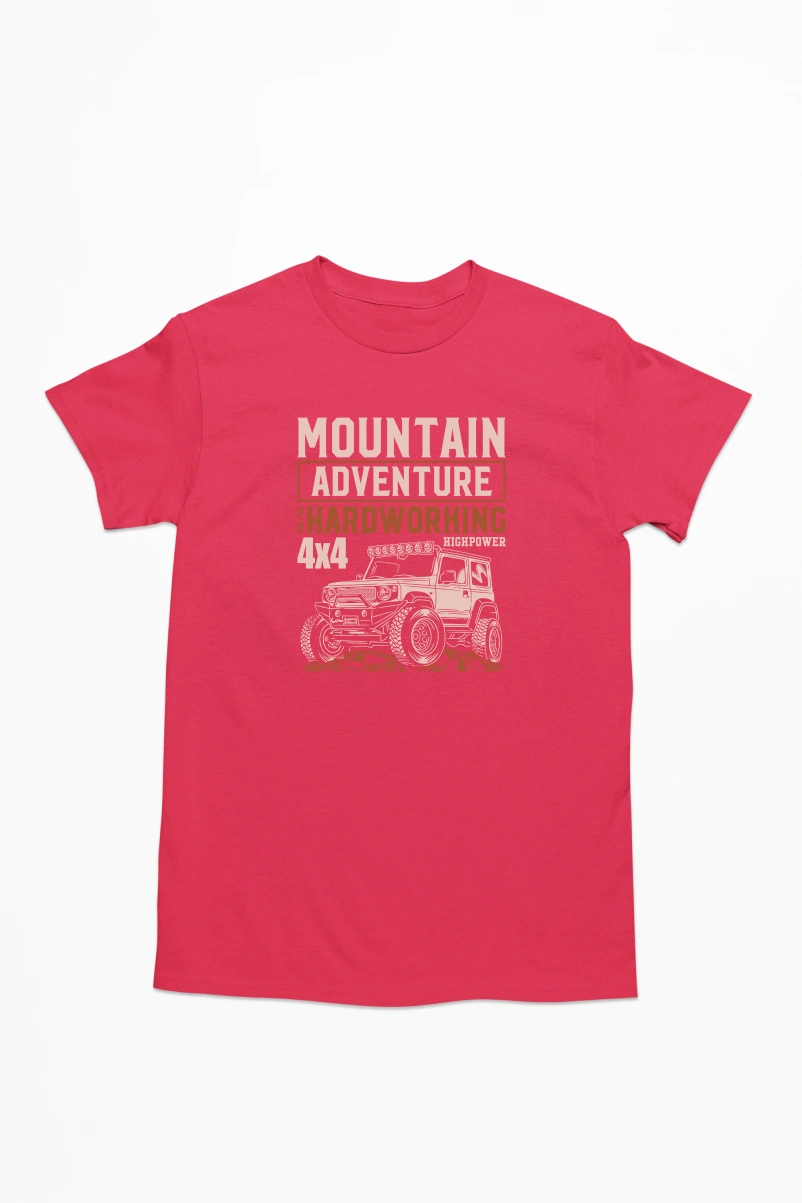Mountain Adventure for the Hardworking Men's Tshirt (Red, S)