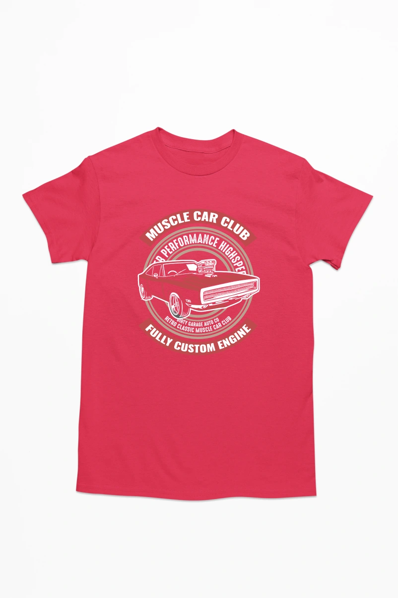 Muscle Car Club Men's Tshirt (Red, S)