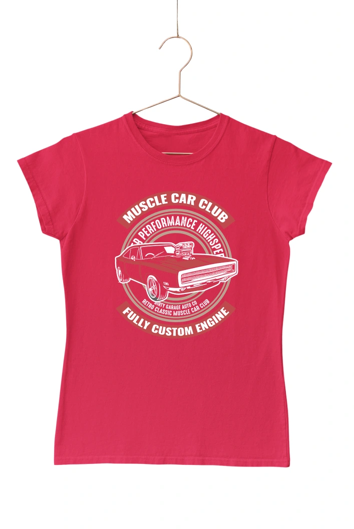 Muscle Car Club Women's Tshirt (Red, S)