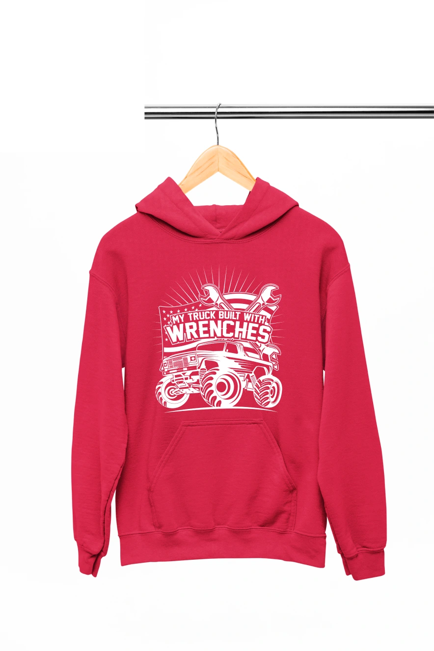 My Truck Built with Wrenches Hoodie (Red, S)
