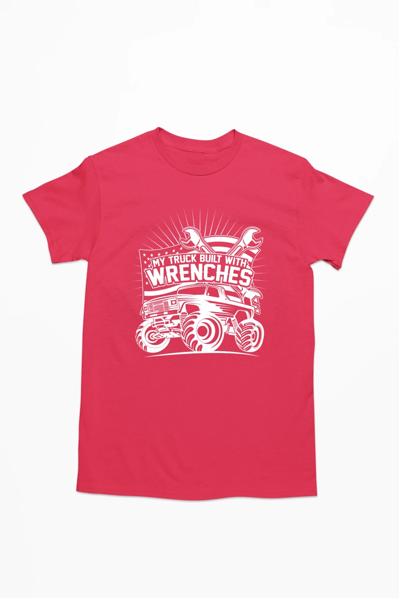 My Truck Built with Wrenches Men's Tshirt (Red, S)