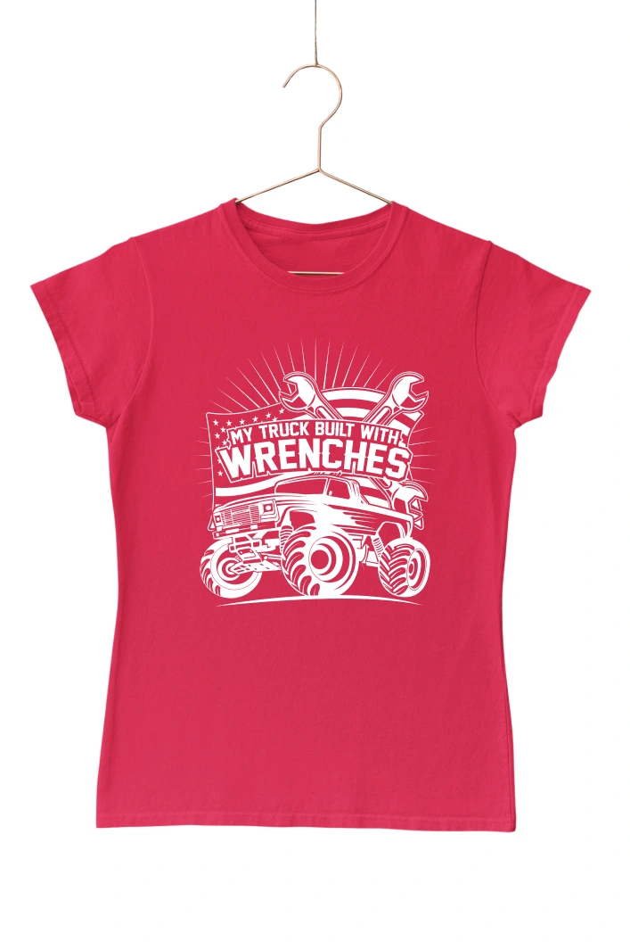 My Truck Built with Wrenches Women's Tshirt (Red, S)