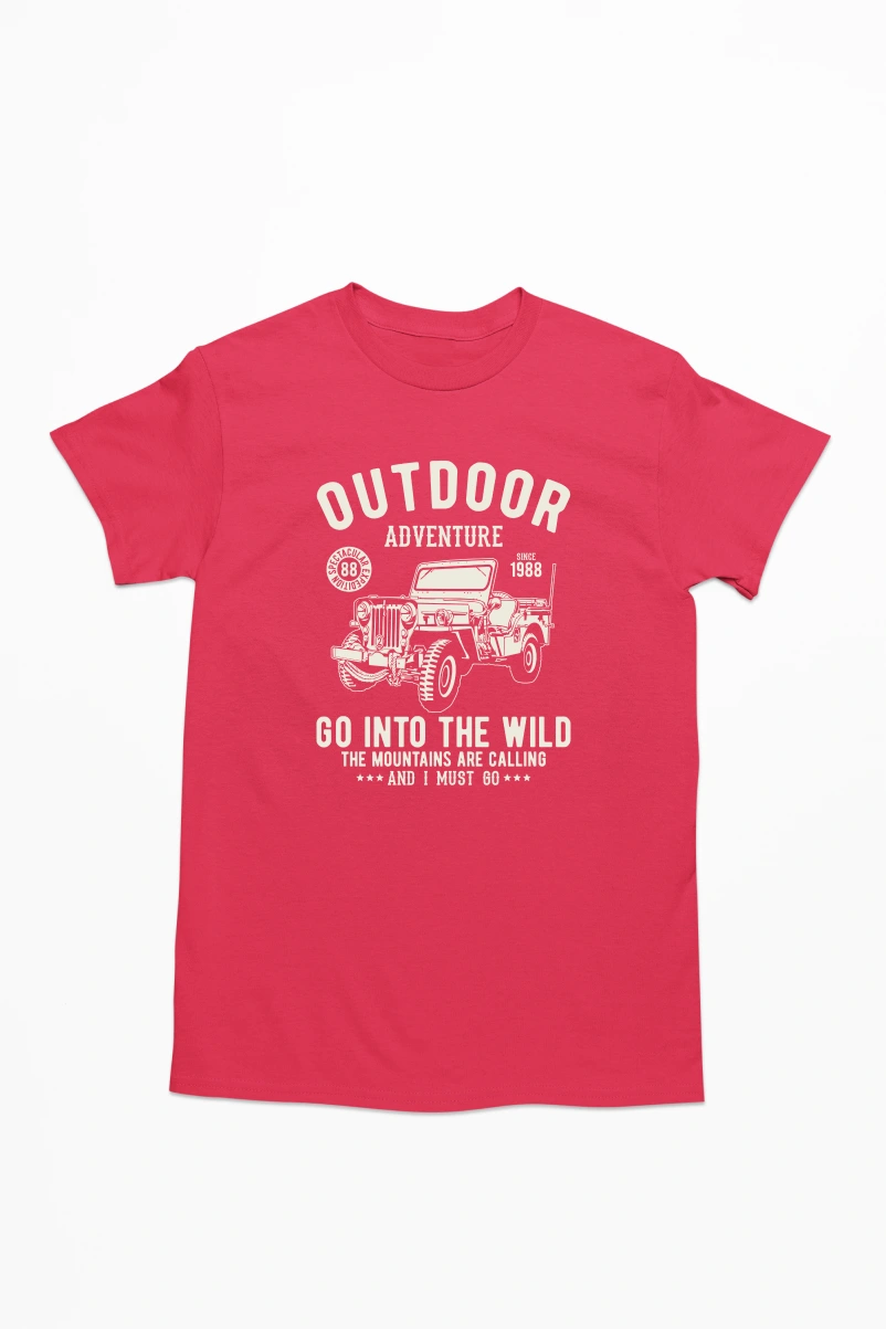 Outdoor Adventure Men's Tshirt (Red, S)