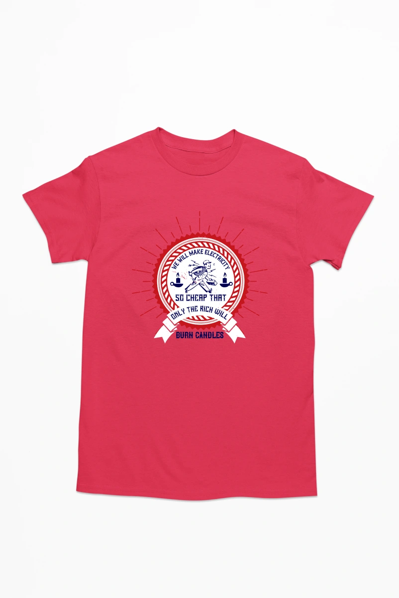 We Will Make Electricity Men's Tshirt (Red, S)