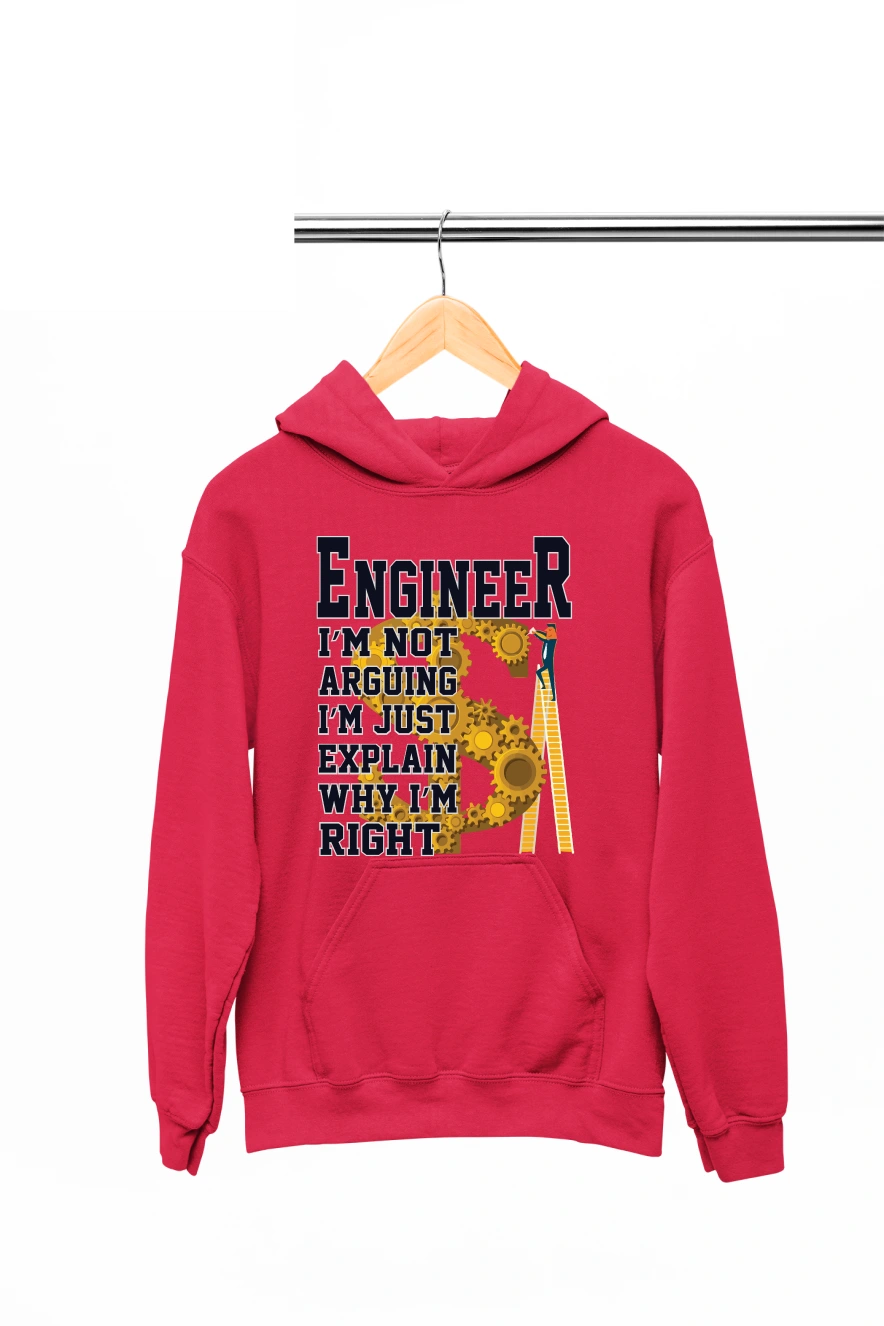 Engineer I'm Not Arguing I'm Just Explain Why I'm Right Hoodie (Red, S)