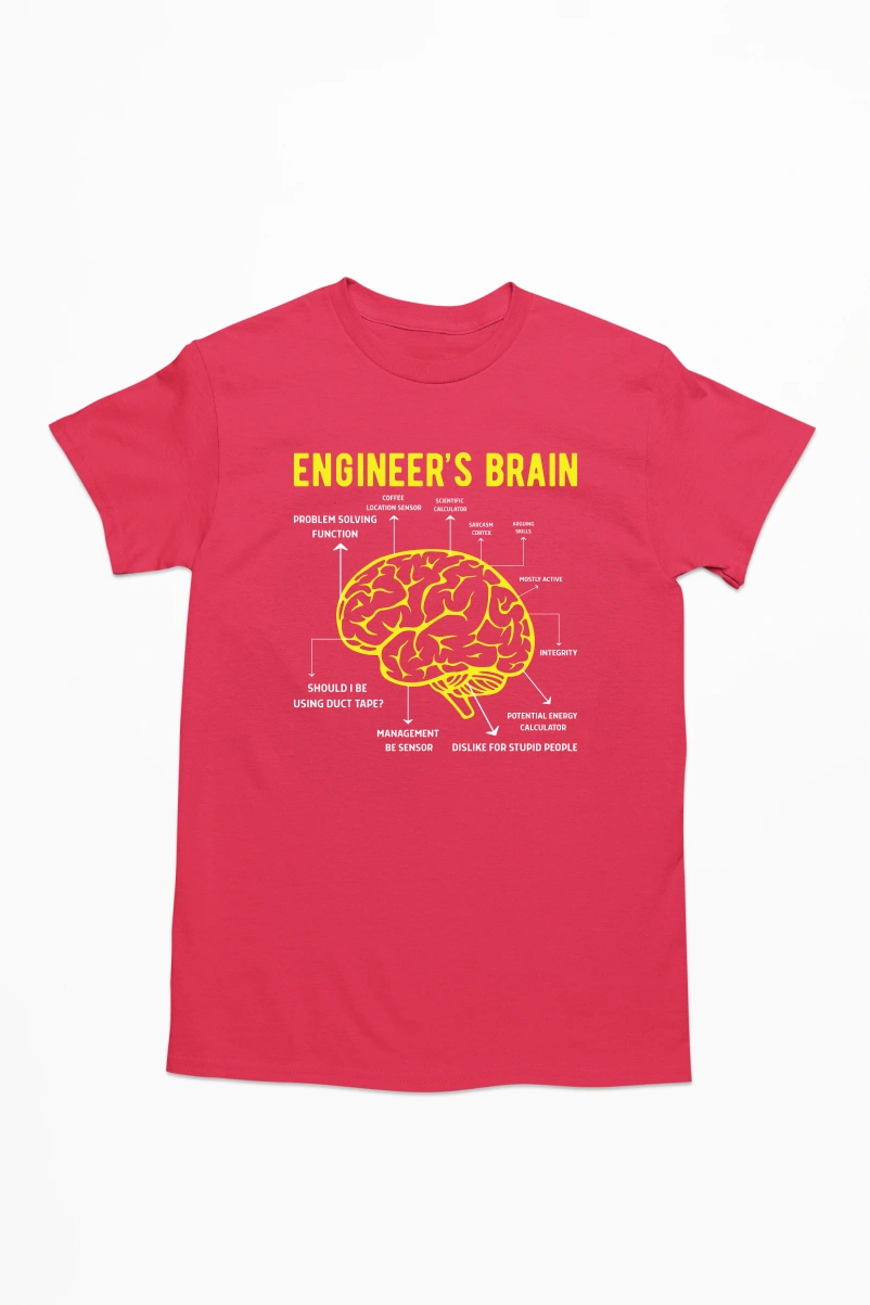 Engineer's Brain Men's Tshirt (Red, S)