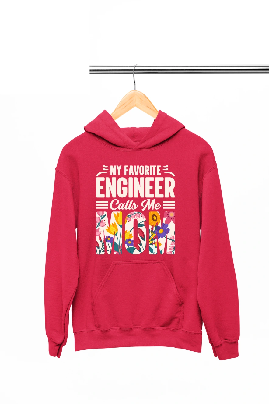 My Favorite Engineer Calls Me Mom Hoodie (Red, S)