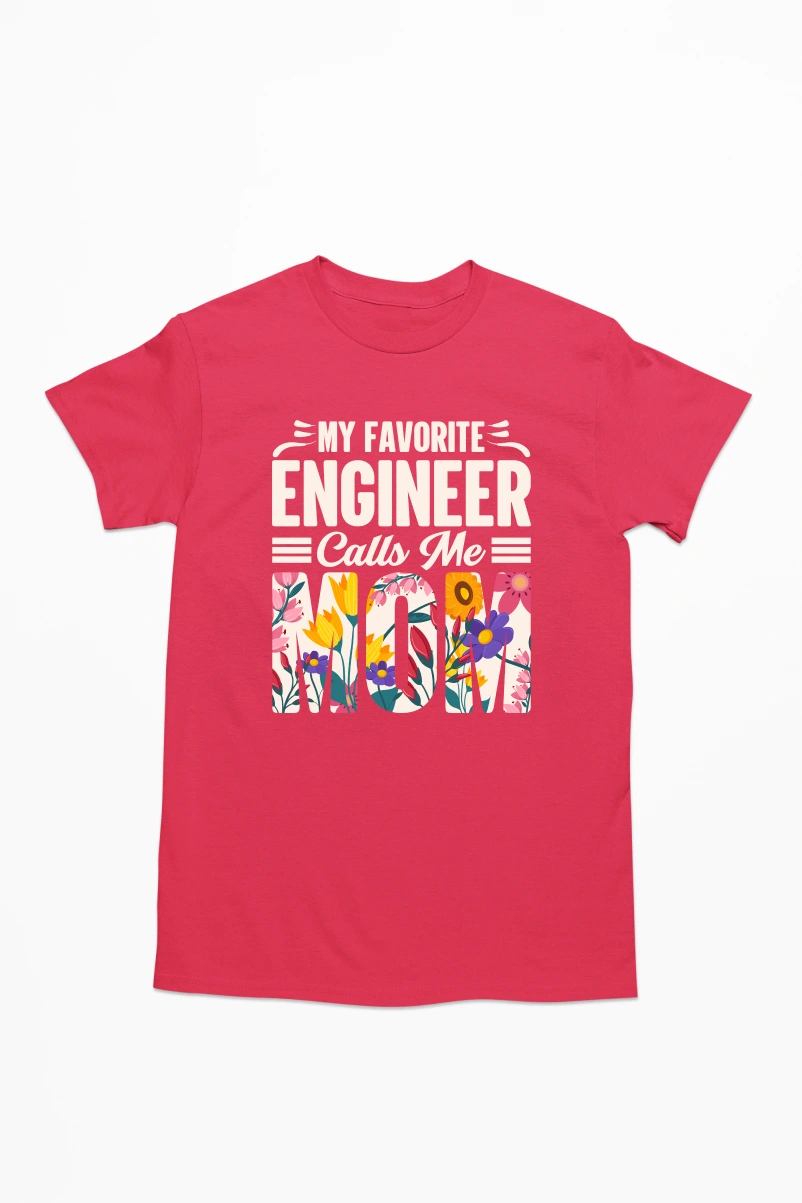 My Favorite Engineer Calls Me Mom Men's Tshirt (Red, S)