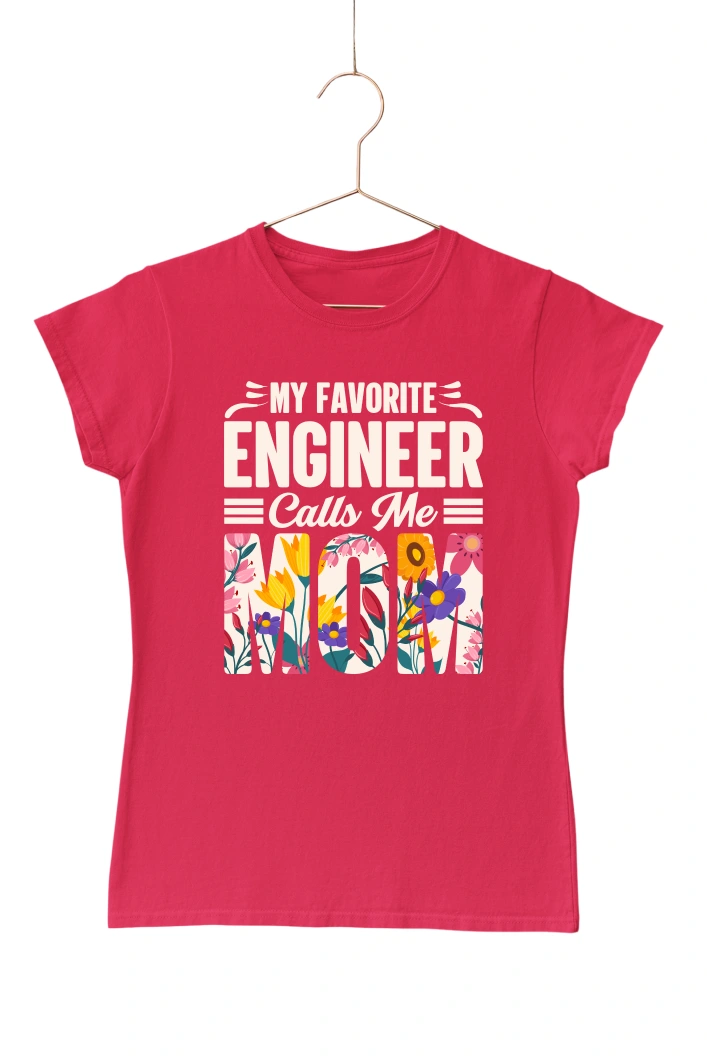 My Favorite Engineer Calls Me Mom Women's Tshirt (Red, S)
