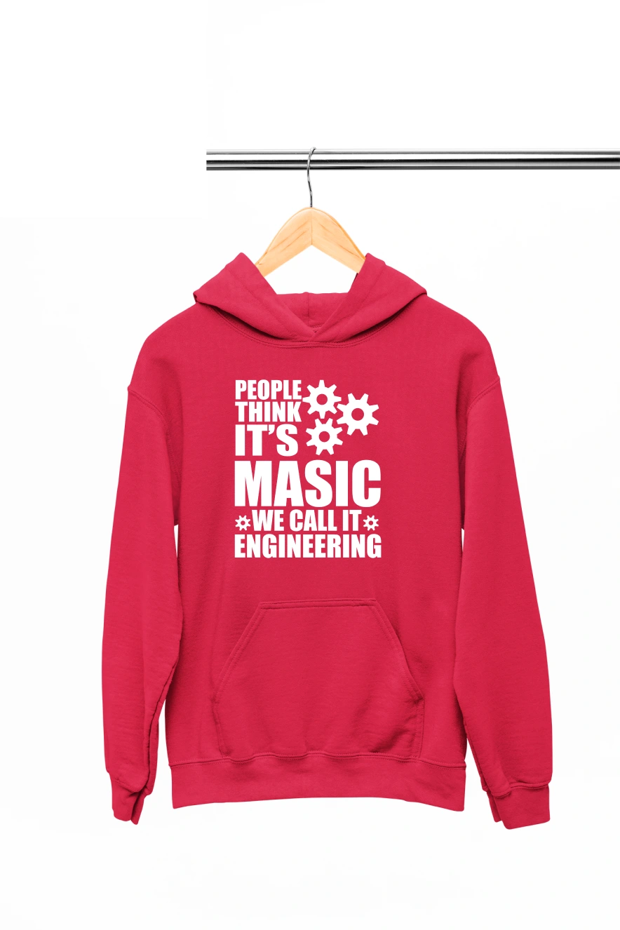 People Think It's Masic We Call It Engineering Hoodie (Red, S)