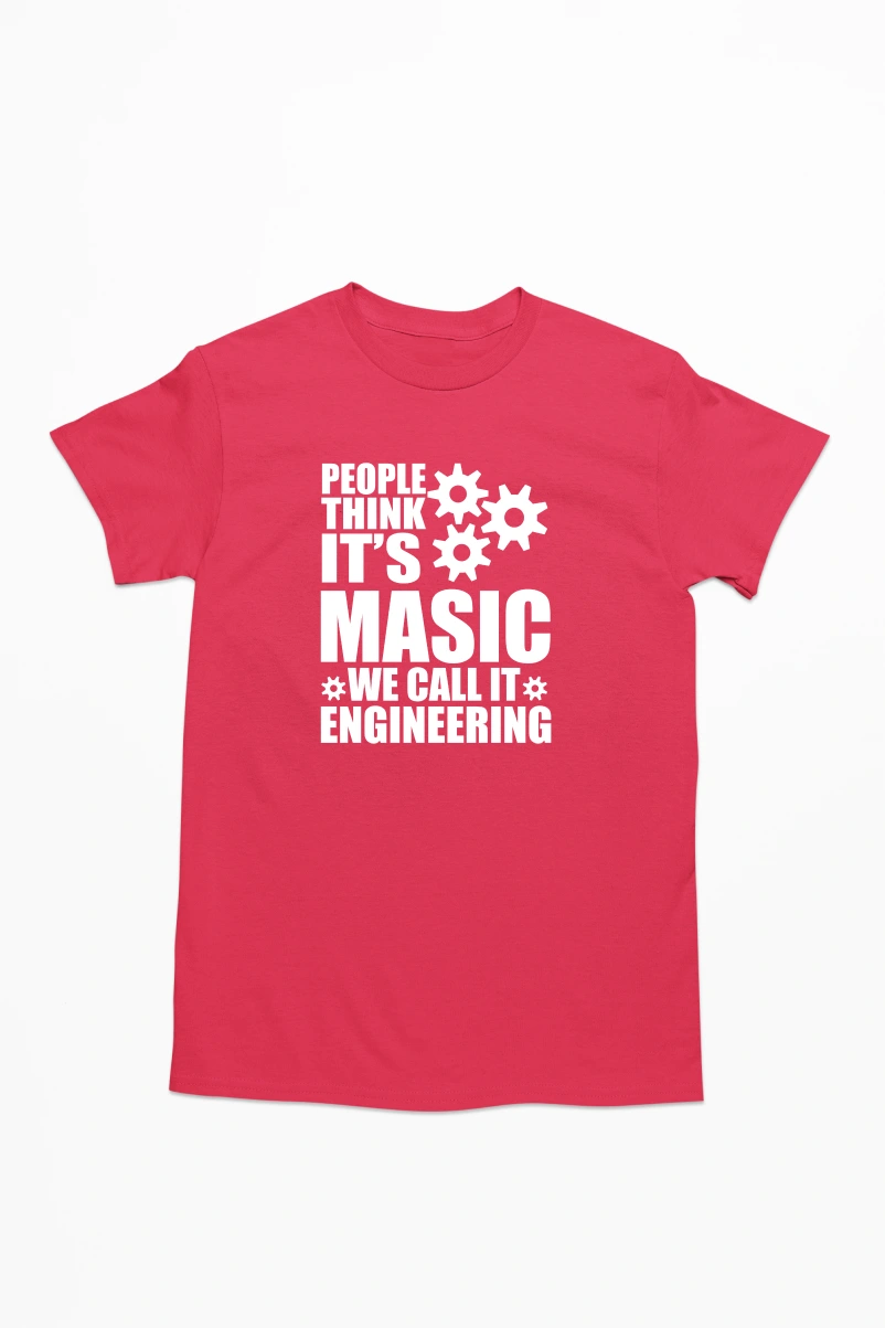 People Think It's Masic We Call It Engineering Men's Tshirt (Red, S)
